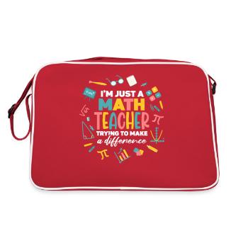 I'm A Math Teacher Trying to Make A Difference - Retro Bag - red/white - Back