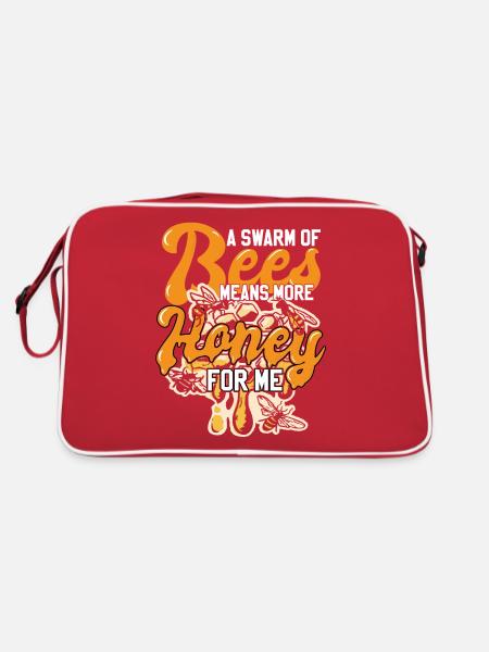 Lustiger Imker-Humor - Retro Tasche - Rot/Weiß - Hinten