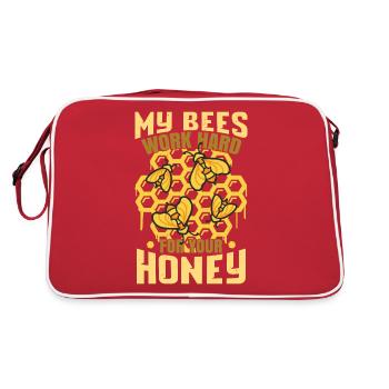 Mes abeilles travaillent dur pour votre miel - Sac Retro - rouge/blanc - Dos