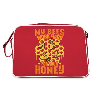 Funny Bee Beekeeper Apiarist Hive - Retro Bag - red/white - Back