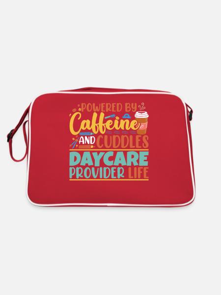 Powered By Caffeine And Cuddles - Retro Bag - red/white - Back