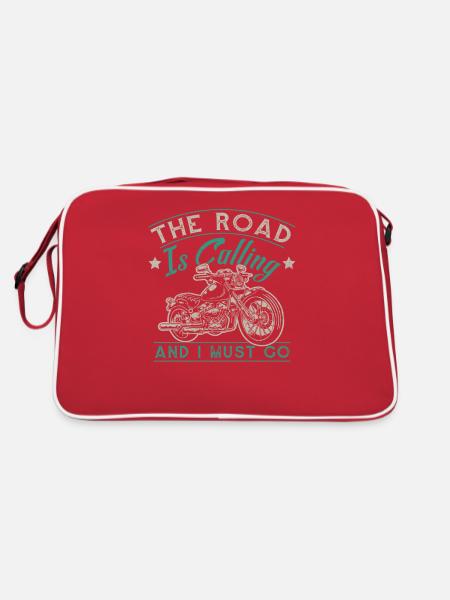 The Road Is Calling And I Must Go - Retro Bag - red/white - Back
