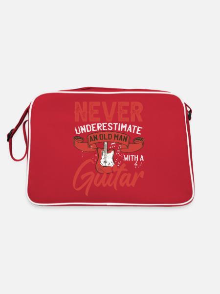 Never Underestimate An Old Man With A Guitar - Retro Bag - red/white - Back