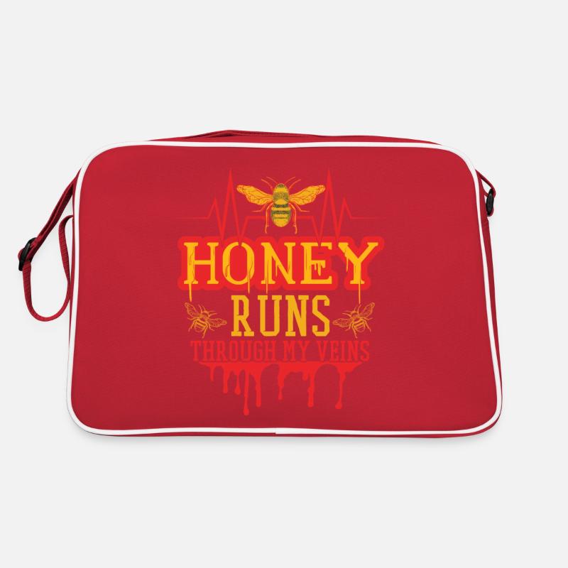 Honig fließt durch meine Adern - Retro Tasche - Rot/Weiß