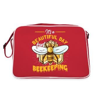 It's A Beautiful Day For Beekeeping | Honeybees - Retro Bag - red/white - Back