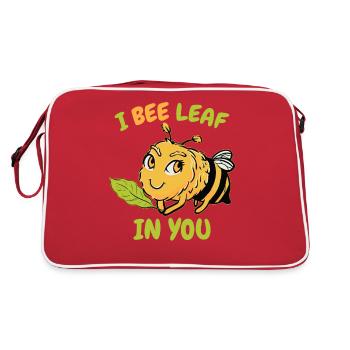 Ich Bienenblatt in dir - Retro Tasche - Rot/Weiß - Hinten