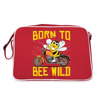 Born To Bee Wild | Motorrad Motorrad Biene - Retro Tasche - Rot/Weiß - Hinten