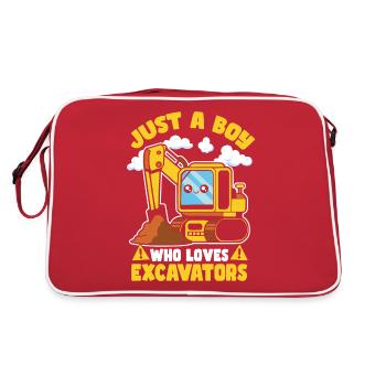 Construction juste un garçon qui aime les pelles - Sac Retro - rouge/blanc - Dos