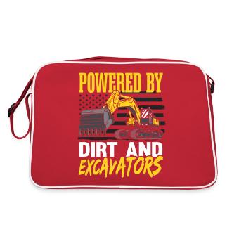 Angetrieben von Schmutz und Baggern - Retro Tasche - Rot/Weiß - Hinten