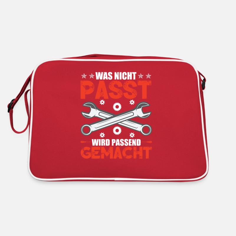 Automechaniker Werkstatt Auto Humor - Retro Tasche - Rot/Weiß