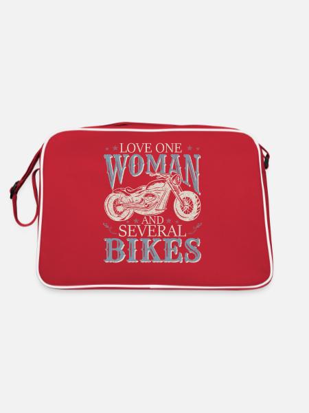 Love One Woman And Several Bikes - Retro Bag - red/white - Back