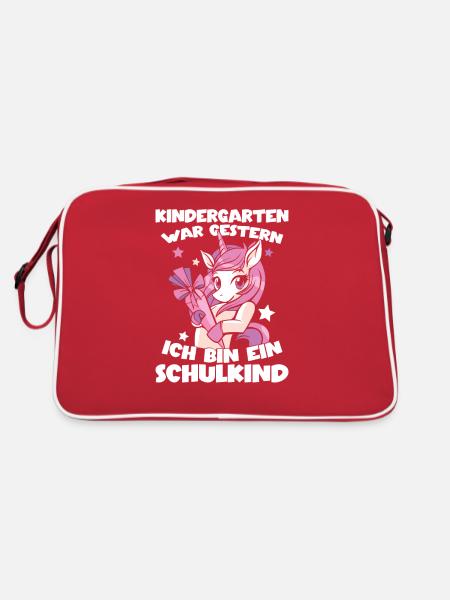 Kindergarten War Gestern Ich Bin Ein Schulkind - Retro Tasche - Rot/Weiß - Hinten