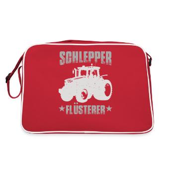 Traktor Sprüche Lustig - Retro Tasche - Rot/Weiß - Hinten