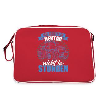 Lustige Bauernhof Traktor Sprüche - Retro Tasche - Rot/Weiß - Hinten