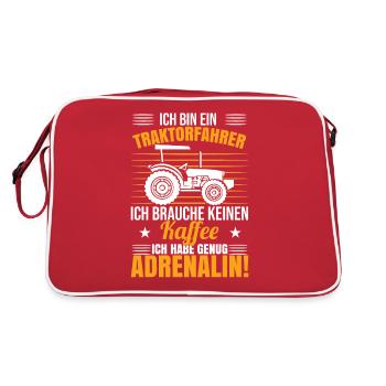 Ich bin Traktorfahrer - Retro Tasche - Rot/Weiß - Hinten