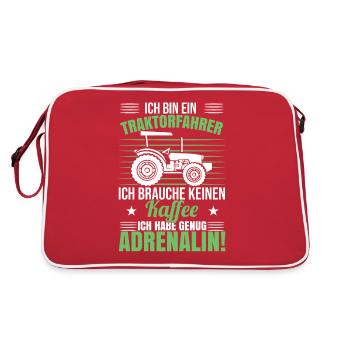 Traktor Sprüche Landwirt Lustig Schlepper Traktor - Retro Tasche - Rot/Weiß - Hinten