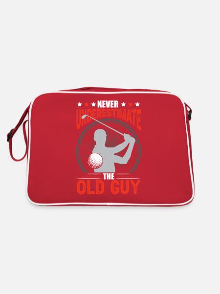 Unterschätze niemals den alten Mann - Retro Tasche - Rot/Weiß - Hinten