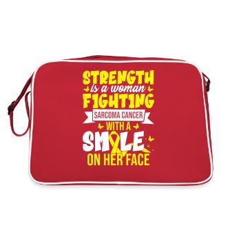 La force est une femme qui lutte contre le cancer du sarcome - Sac Retro - rouge/blanc - Dos