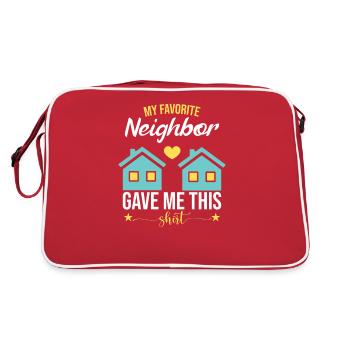 Mein Lieblingsnachbar hat mir das geschenkt - Retro Tasche - Rot/Weiß - Hinten