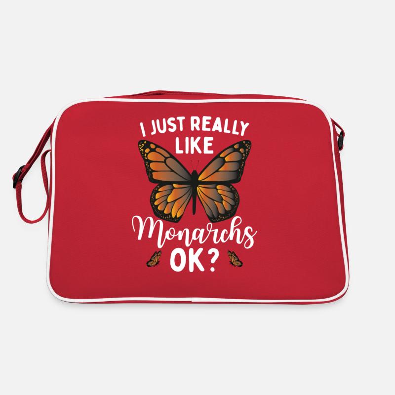 Zitat von Monarch Lover - Retro Tasche - Rot/Weiß
