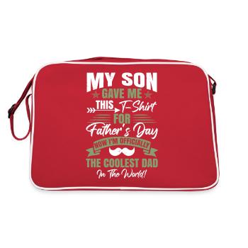 Mein Sohn hat mir das geschenkt - Retro Tasche - Rot/Weiß - Hinten