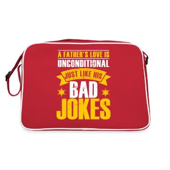 Bad Dad Witze Lustiger Geburtstag Papa Vater - Retro Tasche - Rot/Weiß - Hinten