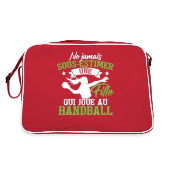 Fille Handball Drôle - Sac Retro - rouge/blanc - Dos