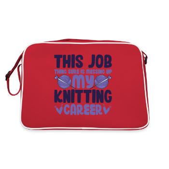 my Knitting caree - Retro Tasche - Rot/Weiß - Hinten