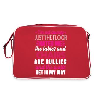 Frauen Tollpatschig Sagen Ehefrau Mama - Retro Tasche - Rot/Weiß - Hinten