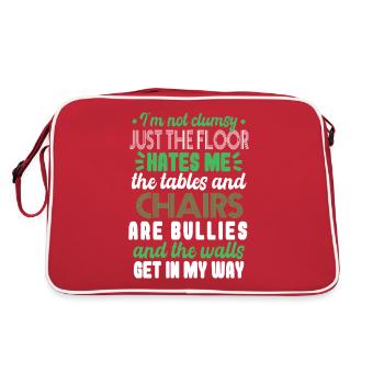 Funny Humorous Clumsy Saying - Retro Bag - red/white - Back