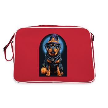 Rottweiler avec chapeau de sorcière Halloween Rottweiler - Sac Retro - rouge/blanc - Dos