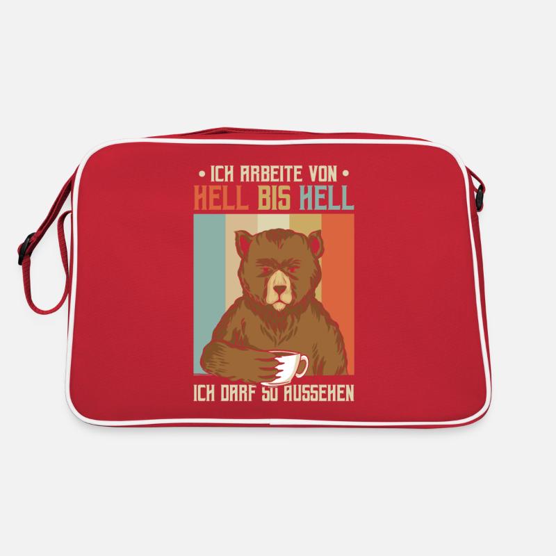 Ich arbeite von hell bis hell Bär Retro Tasche