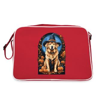 Golden Retriever avec chapeau de sorcière Halloween Golden - Sac Retro - rouge/blanc - Dos