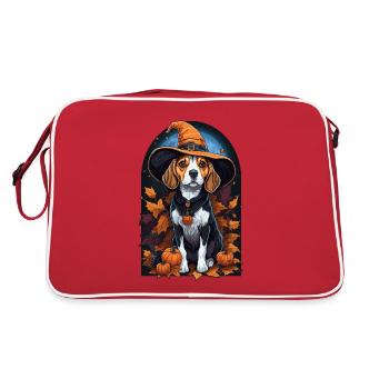 Beagle avec chapeau de sorcière Halloween Beagle - Sac Retro - rouge/blanc - Dos