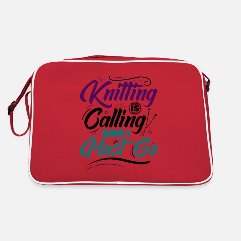 Knitting Is Calling And I Must Go Retro Tasche