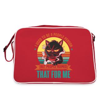Chat introverti J’étais une personne sociable - Sac Retro - rouge/blanc - Dos