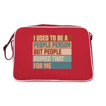 Citation drôle J’étais une personne sociable - Sac Retro - rouge/blanc - Dos