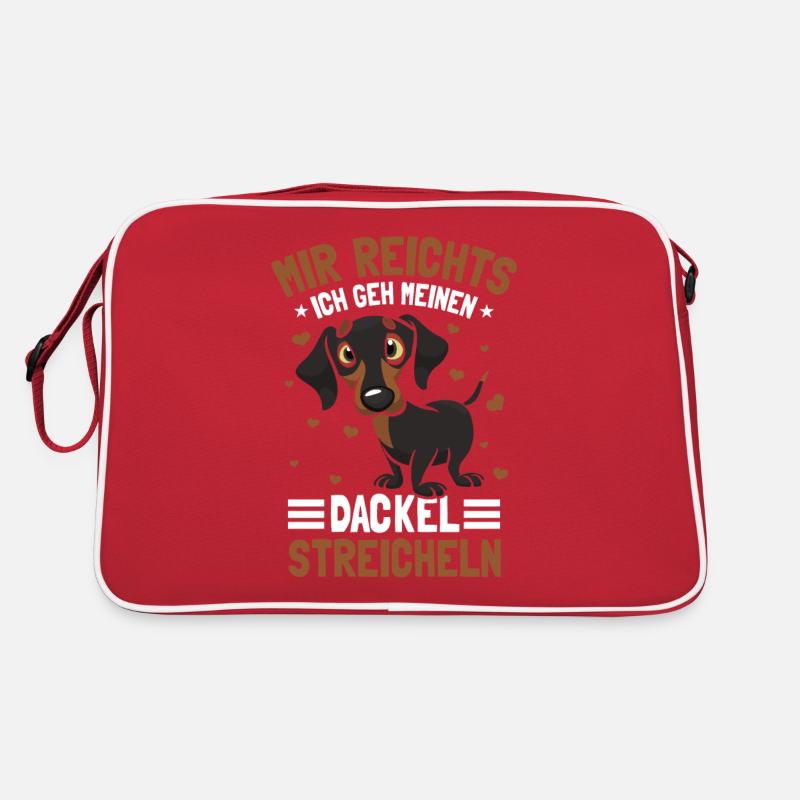 Dackel Gassi Hundebesitzer Hundehalter - Retro Tasche - Rot/Weiß