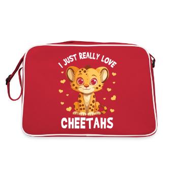 Ich liebe Geparden einfach - Retro Tasche - Rot/Weiß - Hinten
