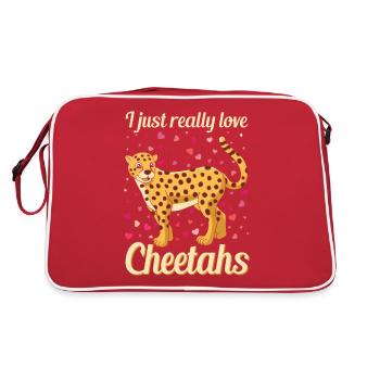 Ich liebe Geparden einfach - Retro Tasche - Rot/Weiß - Hinten