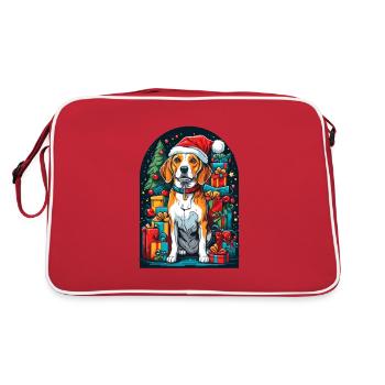 Lustiger Beagle Mit Weihnachtsmannmütze Xmas - Retro Tasche - Rot/Weiß - Hinten