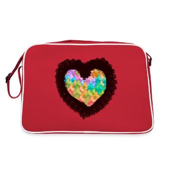 nature, amoureux de la nature, coeur, sapins, arbres, forêt - Sac Retro - rouge/blanc - Dos