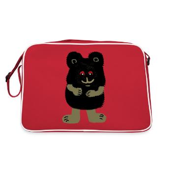 Black Bear, Forest Dweller, Wild Animal, Bear, Teddy Bear, Child - Retro Bag - red/white - Back