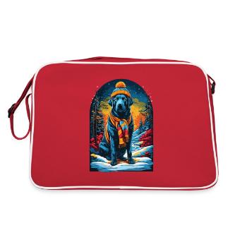 Labrador Retriever With Winter Hat Happier - Retro Bag - red/white - Back