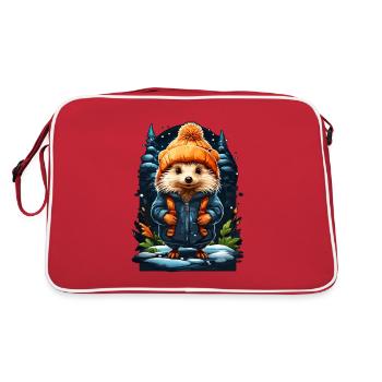 Hedgehog with Winter Hat Happy Hedgehog - Retro Bag - red/white - Back