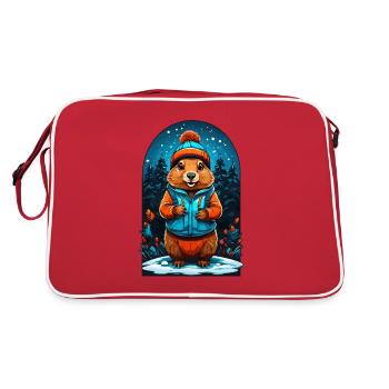 Marmot with winter hat Happy marmot - Retro Bag - red/white - Back