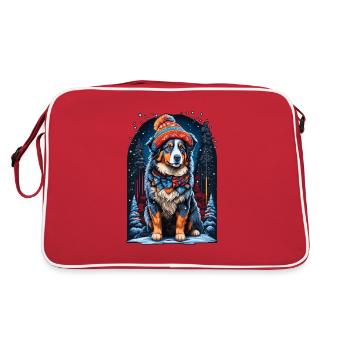Australian Shepherd with Winter Hat Happy - Retro Bag - red/white - Back