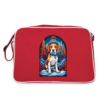 Beagle avec chapeau d’hiver Happy Beagle - Sac Retro - rouge/blanc - Dos