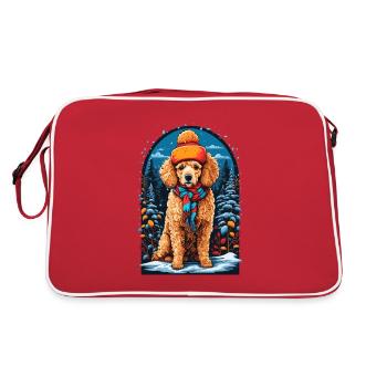 Poodle with Winter Hat Happy Poodle - Retro Bag - red/white - Back