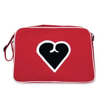 Coeur Noir Mal Mauvais Dépravé Coeur Sentiment - Sac Retro - rouge/blanc - Dos